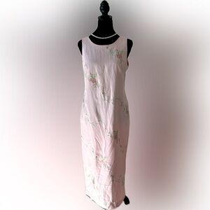 Vintage embroidered linen dress midi length